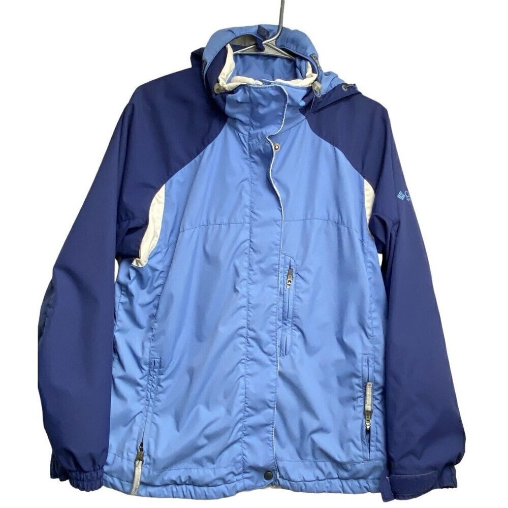COLUMBIA Women Sportswear Co Core Hooded Jacket Full Zip Two Tone‎ Blue L 31-11
